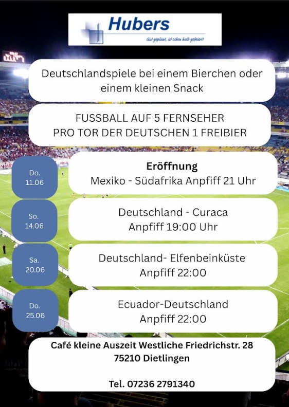 Fußballfieber in Dietlingen: Public Viewing, Freibier und Genuss im Café kleine Auszeit