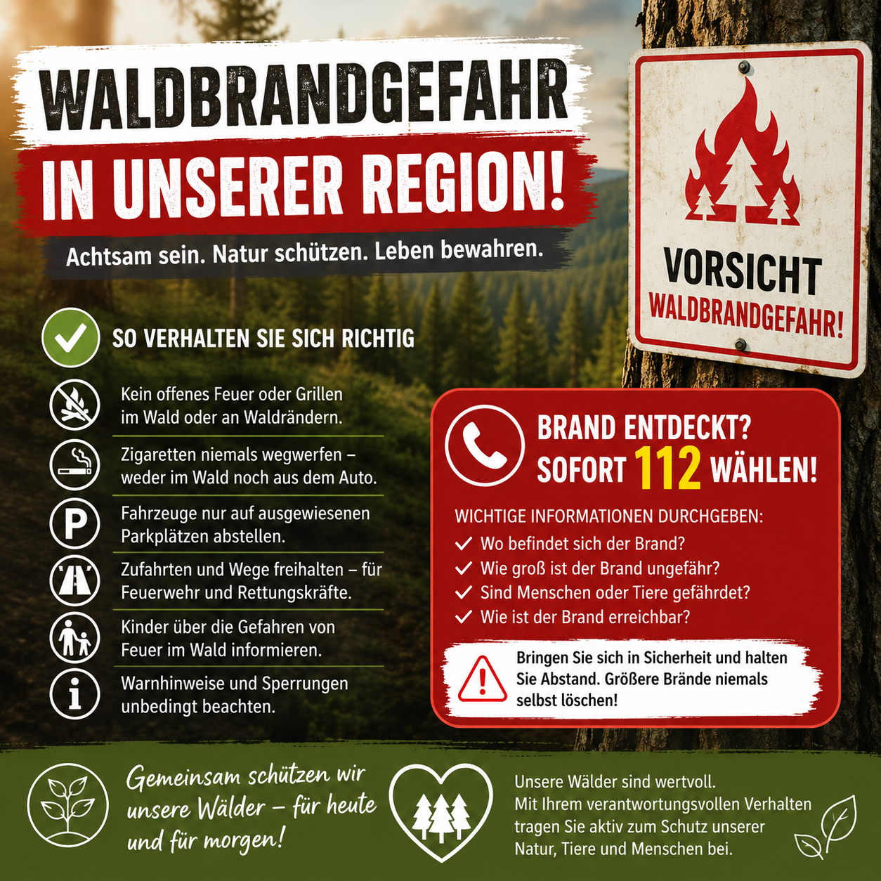 Waldbrandgefahr in der Region: So schützen Sie sich, andere und unsere Natur