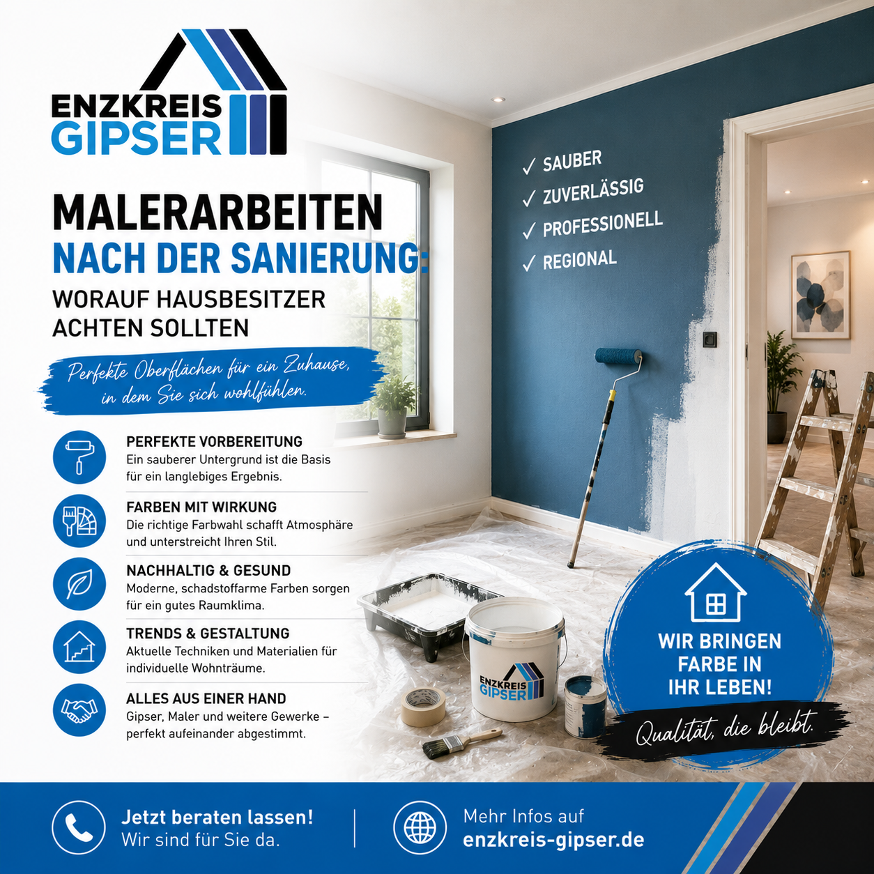Malerarbeiten nach der Sanierung: Worauf Hausbesitzer achten sollten