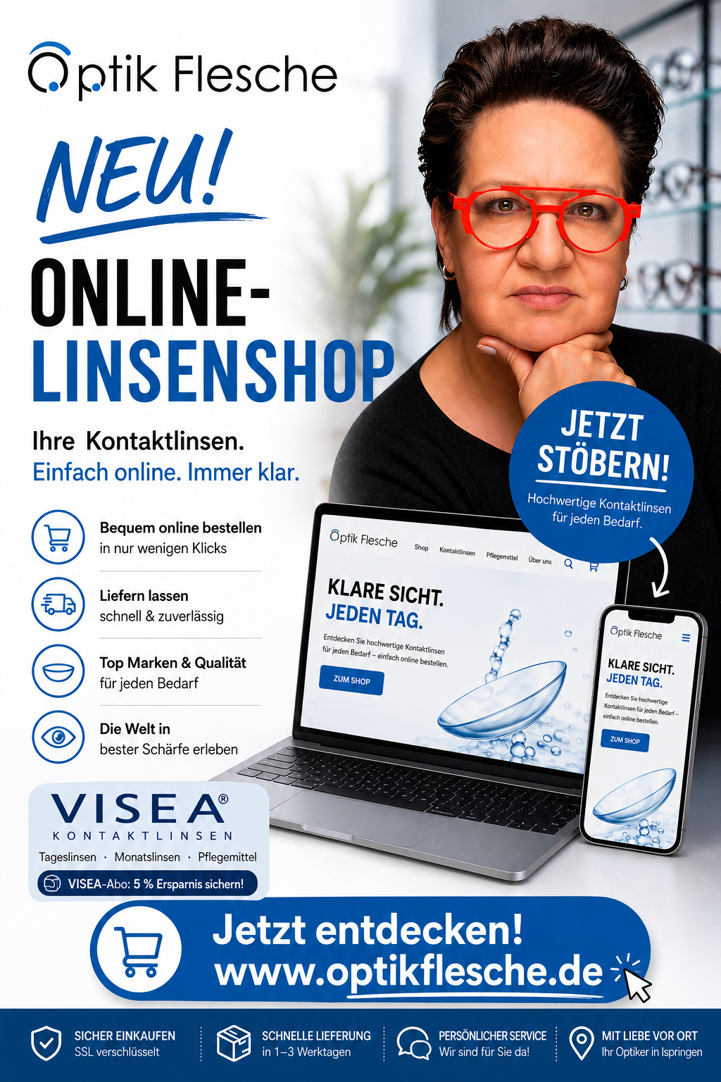 Neu bei Optik Flesche: Kontaktlinsen jetzt bequem online bestellen
