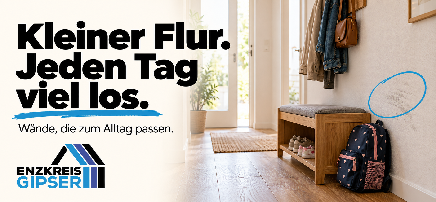 Kleiner Flur. Jeden Tag viel los. – Wände, die zum Alltag passen