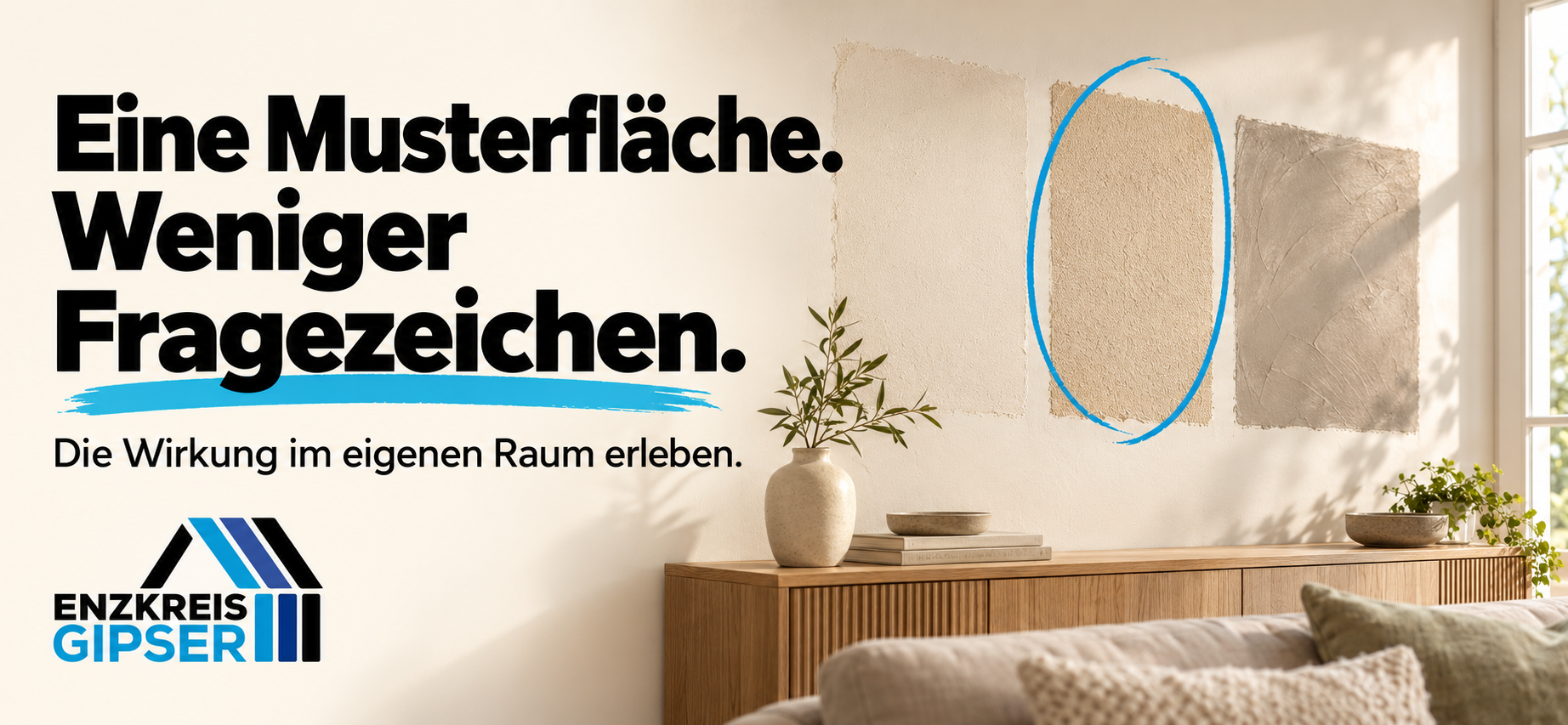 Eine Musterfläche. Weniger Fragezeichen. – Wandgestaltung im eigenen Raum erleben